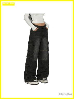Cargo Jeans for Women Baggy Wide Leg Streetwear